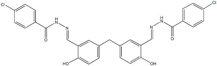 4-chloro-N'-(5-{3-[2-(4-chlorobenzoyl)carbohydrazonoyl]-4-hydroxybenzyl}-2-hydroxybenzylidene)benzohydrazide Struktur