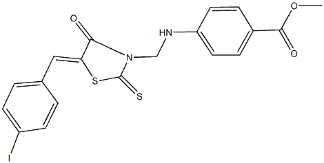 methyl 4-({[5-(4-iodobenzylidene)-4-oxo-2-thioxo-1,3-thiazolidin-3-yl]methyl}amino)benzoate Struktur