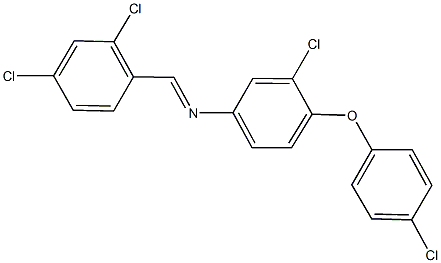 3-chloro-4-(4-chlorophenoxy)-N-(2,4-dichlorobenzylidene)aniline Struktur