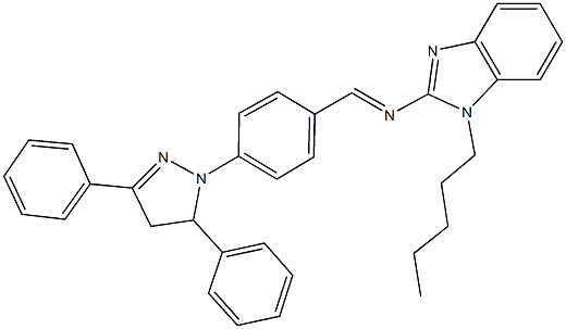 N-[4-(3,5-diphenyl-4,5-dihydro-1H-pyrazol-1-yl)benzylidene]-N-(1-pentyl-1H-benzimidazol-2-yl)amine Struktur