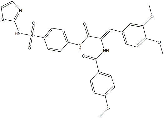 N-[2-(3,4-dimethoxyphenyl)-1-({4-[(1,3-thiazol-2-ylamino)sulfonyl]anilino}carbonyl)vinyl]-4-methoxybenzamide Struktur