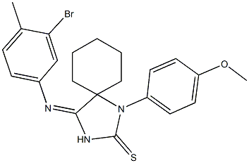 4-[(3-bromo-4-methylphenyl)imino]-1-(4-methoxyphenyl)-1,3-diazaspiro[4.5]decane-2-thione Struktur