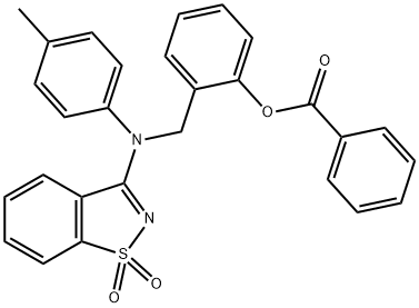 2-{[(1,1-dioxido-1,2-benzisothiazol-3-yl)-4-methylanilino]methyl}phenyl benzoate Struktur