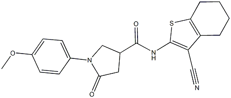 N-(3-cyano-4,5,6,7-tetrahydro-1-benzothien-2-yl)-1-(4-methoxyphenyl)-5-oxo-3-pyrrolidinecarboxamide Struktur