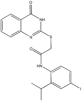 N-(4-iodo-2-isopropylphenyl)-2-[(4-oxo-3,4-dihydro-2-quinazolinyl)sulfanyl]acetamide Struktur