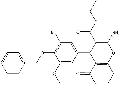 ethyl 2-amino-4-[4-(benzyloxy)-3-bromo-5-methoxyphenyl]-5-oxo-5,6,7,8-tetrahydro-4H-chromene-3-carboxylate Struktur