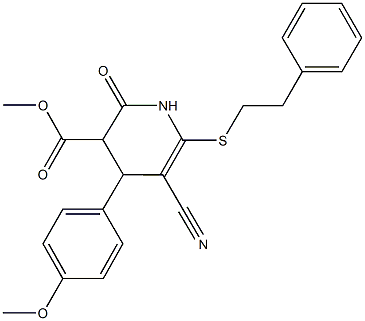 methyl 5-cyano-4-(4-methoxyphenyl)-2-oxo-6-[(2-phenylethyl)sulfanyl]-1,2,3,4-tetrahydro-3-pyridinecarboxylate Struktur