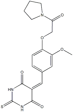 5-{3-methoxy-4-[2-oxo-2-(1-pyrrolidinyl)ethoxy]benzylidene}-2-thioxodihydro-4,6(1H,5H)-pyrimidinedione Struktur