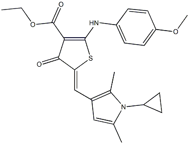 ethyl 5-[(1-cyclopropyl-2,5-dimethyl-1H-pyrrol-3-yl)methylene]-2-(4-methoxyanilino)-4-oxo-4,5-dihydro-3-thiophenecarboxylate Struktur