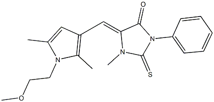 5-{[1-(2-methoxyethyl)-2,5-dimethyl-1H-pyrrol-3-yl]methylene}-1-methyl-3-phenyl-2-thioxo-4-imidazolidinone Struktur