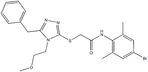 2-{[5-benzyl-4-(2-methoxyethyl)-4H-1,2,4-triazol-3-yl]sulfanyl}-N-(4-bromo-2,6-dimethylphenyl)acetamide Struktur