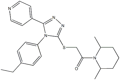 2-(2,6-dimethyl-1-piperidinyl)-2-oxoethyl 4-(4-ethylphenyl)-5-(4-pyridinyl)-4H-1,2,4-triazol-3-yl sulfide Struktur