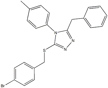 5-benzyl-4-(4-methylphenyl)-4H-1,2,4-triazol-3-yl 4-bromobenzyl sulfide Struktur