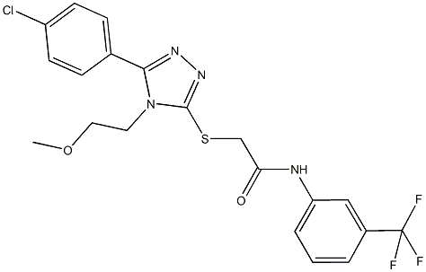 2-{[5-(4-chlorophenyl)-4-(2-methoxyethyl)-4H-1,2,4-triazol-3-yl]sulfanyl}-N-[3-(trifluoromethyl)phenyl]acetamide Struktur