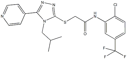 N-[2-chloro-5-(trifluoromethyl)phenyl]-2-{[4-isobutyl-5-(4-pyridinyl)-4H-1,2,4-triazol-3-yl]sulfanyl}acetamide Struktur