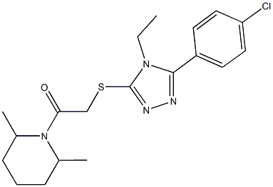 5-(4-chlorophenyl)-4-ethyl-4H-1,2,4-triazol-3-yl 2-(2,6-dimethyl-1-piperidinyl)-2-oxoethyl sulfide Struktur