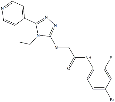 N-(4-bromo-2-fluorophenyl)-2-{[4-ethyl-5-(4-pyridinyl)-4H-1,2,4-triazol-3-yl]sulfanyl}acetamide Struktur