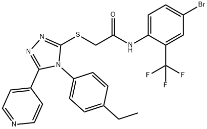 N-[4-bromo-2-(trifluoromethyl)phenyl]-2-{[4-(4-ethylphenyl)-5-(4-pyridinyl)-4H-1,2,4-triazol-3-yl]sulfanyl}acetamide Struktur