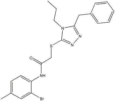 2-[(5-benzyl-4-propyl-4H-1,2,4-triazol-3-yl)sulfanyl]-N-(2-bromo-4-methylphenyl)acetamide Struktur