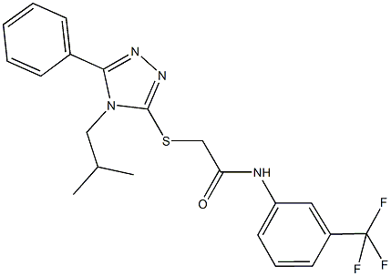 2-[(4-isobutyl-5-phenyl-4H-1,2,4-triazol-3-yl)sulfanyl]-N-[3-(trifluoromethyl)phenyl]acetamide Struktur