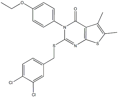 2-[(3,4-dichlorobenzyl)sulfanyl]-3-(4-ethoxyphenyl)-5,6-dimethylthieno[2,3-d]pyrimidin-4(3H)-one Struktur