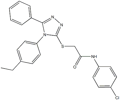 N-(4-chlorophenyl)-2-{[4-(4-ethylphenyl)-5-phenyl-4H-1,2,4-triazol-3-yl]sulfanyl}acetamide Struktur