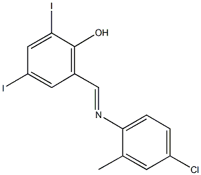 2-{[(4-chloro-2-methylphenyl)imino]methyl}-4,6-diiodophenol Struktur