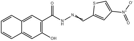 3-hydroxy-N'-({4-nitro-2-thienyl}methylene)-2-naphthohydrazide Struktur