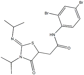 N-(2,4-dibromophenyl)-2-[3-isopropyl-2-(isopropylimino)-4-oxo-1,3-thiazolidin-5-yl]acetamide Struktur