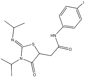 N-(4-iodophenyl)-2-[3-isopropyl-2-(isopropylimino)-4-oxo-1,3-thiazolidin-5-yl]acetamide Struktur