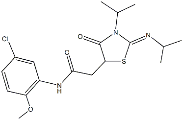 N-(5-chloro-2-methoxyphenyl)-2-[3-isopropyl-2-(isopropylimino)-4-oxo-1,3-thiazolidin-5-yl]acetamide Struktur