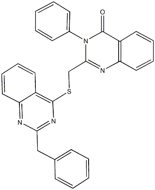 2-{[(2-benzyl-4-quinazolinyl)sulfanyl]methyl}-3-phenyl-4(3H)-quinazolinone Struktur