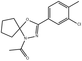 1-acetyl-3-(3-chloro-4-methylphenyl)-4-oxa-1,2-diazaspiro[4.4]non-2-ene Struktur