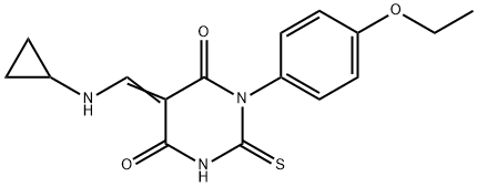 5-[(cyclopropylamino)methylene]-1-(4-ethoxyphenyl)-2-thioxodihydro-4,6(1H,5H)-pyrimidinedione Struktur