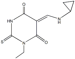 5-[(cyclopropylamino)methylene]-1-ethyl-2-thioxodihydro-4,6(1H,5H)-pyrimidinedione Struktur