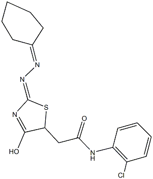 N-(2-chlorophenyl)-2-[2-(cyclohexylidenehydrazono)-4-hydroxy-2,5-dihydro-1,3-thiazol-5-yl]acetamide Struktur