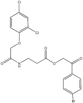 2-(4-bromophenyl)-2-oxoethyl 3-{[(2,4-dichlorophenoxy)acetyl]amino}propanoate Struktur