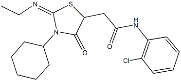 N-(2-chlorophenyl)-2-[3-cyclohexyl-2-(ethylimino)-4-oxo-1,3-thiazolidin-5-yl]acetamide Struktur