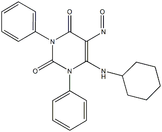 6-(cyclohexylamino)-5-nitroso-1,3-diphenylpyrimidine-2,4(1H,3H)-dione Struktur