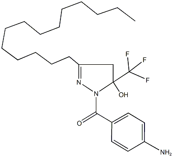 1-(4-aminobenzoyl)-3-tetradecyl-5-(trifluoromethyl)-4,5-dihydro-1H-pyrazol-5-ol Struktur