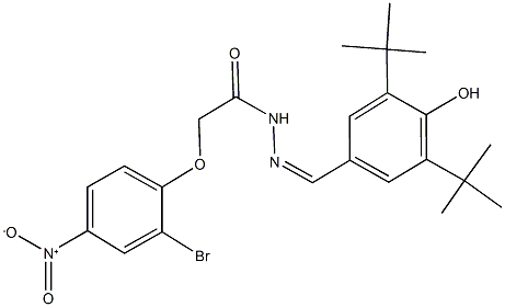 2-{2-bromo-4-nitrophenoxy}-N'-(3,5-ditert-butyl-4-hydroxybenzylidene)acetohydrazide Struktur