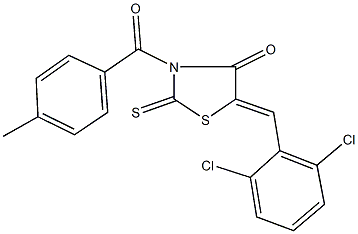 5-(2,6-dichlorobenzylidene)-3-(4-methylbenzoyl)-2-thioxo-1,3-thiazolidin-4-one Struktur