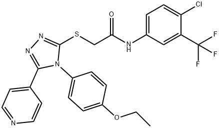 N-[4-chloro-3-(trifluoromethyl)phenyl]-2-{[4-(4-ethoxyphenyl)-5-(4-pyridinyl)-4H-1,2,4-triazol-3-yl]sulfanyl}acetamide Struktur