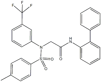 N-[1,1'-biphenyl]-2-yl-2-[[(4-methylphenyl)sulfonyl]-3-(trifluoromethyl)anilino]acetamide Struktur