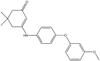 3-[4-(3-methoxyphenoxy)anilino]-5,5-dimethyl-2-cyclohexen-1-one Struktur