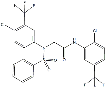 2-[4-chloro(phenylsulfonyl)-3-(trifluoromethyl)anilino]-N-[2-chloro-5-(trifluoromethyl)phenyl]acetamide Struktur