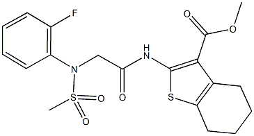 methyl 2-({[2-fluoro(methylsulfonyl)anilino]acetyl}amino)-4,5,6,7-tetrahydro-1-benzothiophene-3-carboxylate Struktur