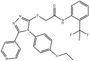 2-{[4-(4-ethoxyphenyl)-5-(4-pyridinyl)-4H-1,2,4-triazol-3-yl]sulfanyl}-N-[2-(trifluoromethyl)phenyl]acetamide Struktur