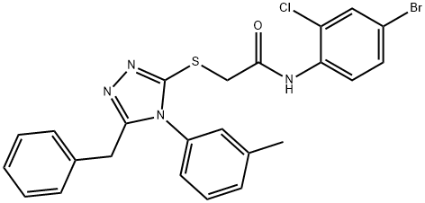 2-{[5-benzyl-4-(3-methylphenyl)-4H-1,2,4-triazol-3-yl]sulfanyl}-N-(4-bromo-2-chlorophenyl)acetamide Struktur