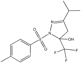 3-isopropyl-1-[(4-methylphenyl)sulfonyl]-5-(trifluoromethyl)-4,5-dihydro-1H-pyrazol-5-ol Struktur